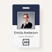 Aangepaste zakelijke Logo Basic Barcode Werknemer  Badge (Voorkant)