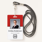 Aangepaste zakelijke Logo Basic Barcode Werknemer  Badge (Voorkant met draagriem)