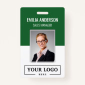 Aangepaste zakelijke Logo Basic Employee Foto Gree Badge (Voorkant)