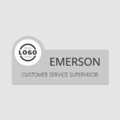 Aangepaste zakelijke Logo Basic Employee Grey Name Naamplaatje (Voorkant)