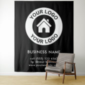 Aangepaste zakelijke logo en kleur achtergrond wan wandkleed (In situ)