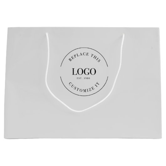 Aangepaste zakelijke logo en website grijs groot cadeauzakje (Voorkant)