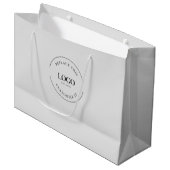 Aangepaste zakelijke logo en website grijs groot cadeauzakje (Voorkant Gekanteld)