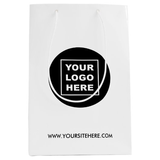 Aangepaste zakelijke Logo en website Medium Cadeauzakje (Voorkant)