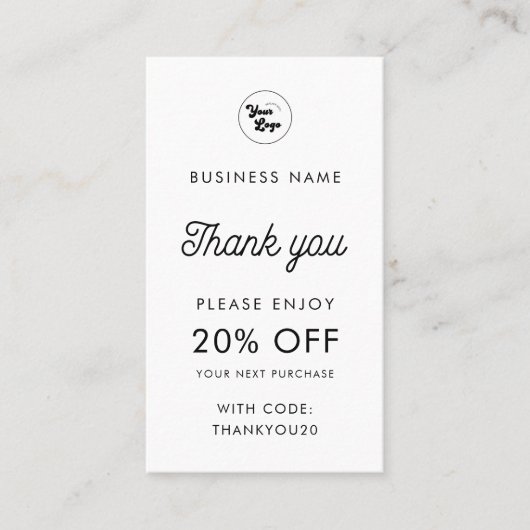 Aangepaste zakelijke Logo Hartelijk dank - Minimaa Kortingskaartje (Voorkant)