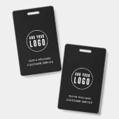Aangepaste zakelijke Logo-ID | Modern Black Employ Badge (Front & Back)