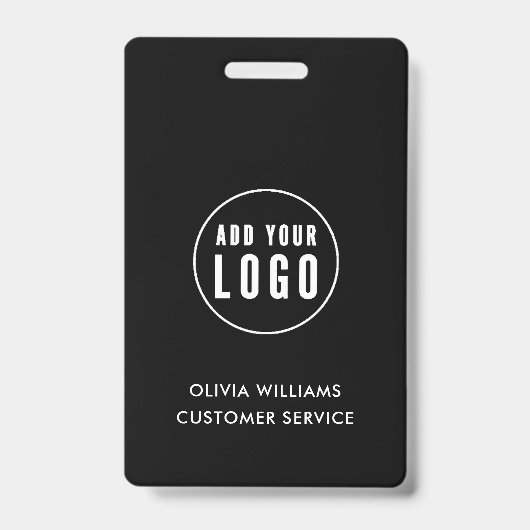 Aangepaste zakelijke Logo-ID | Modern Black Employ Badge (Front)