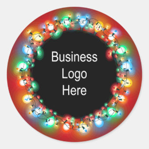 Aangepaste zakelijke Logo kerstfeestgloeilamp Ronde Sticker