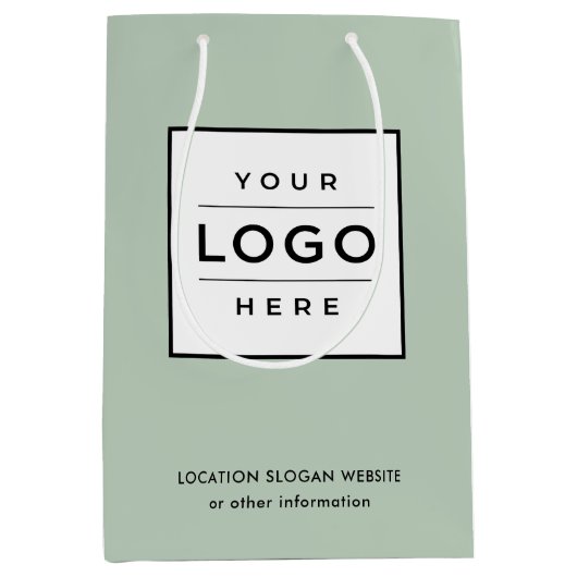 Aangepaste zakelijke Logo lichtgroene merken Medium Cadeauzakje (Voorkant)