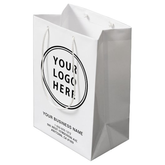 Aangepaste zakelijke Logo Medium Cadeauzakje (Achterkant Gekanteld)
