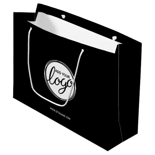 Aangepaste zakelijke Logo met aangepaste tekst Groot Cadeauzakje (Voorkant Gekanteld)