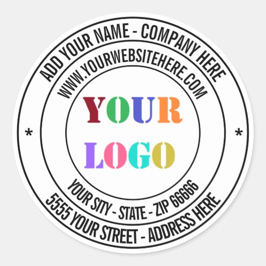 Aangepaste zakelijke Logo Naam Info Adres Sticker (Voorkant)