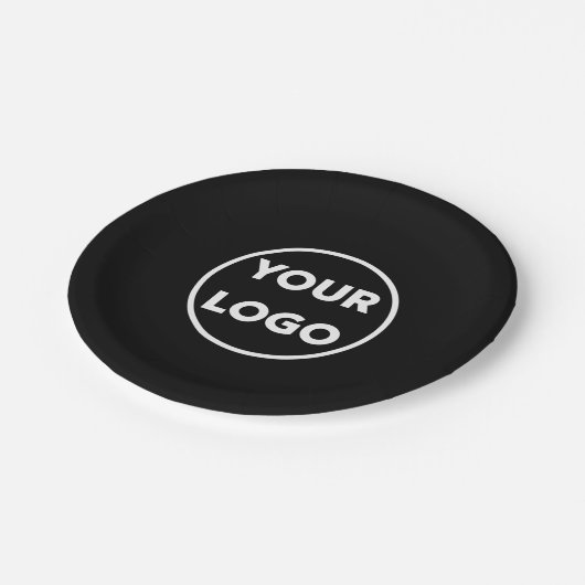 Aangepaste zakelijke Logo op Black Company Event Papieren Bordje (Gekanteld)