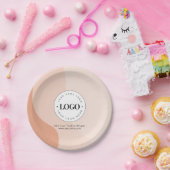 Aangepaste zakelijke Logo Peach Boho Waves Papieren Bordje (Feest)