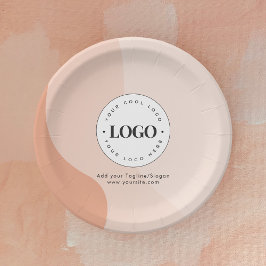 Aangepaste zakelijke Logo Peach Boho Waves Papieren Bordje