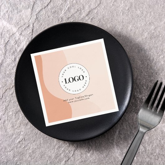 Aangepaste zakelijke Logo Peach Boho Waves Servet