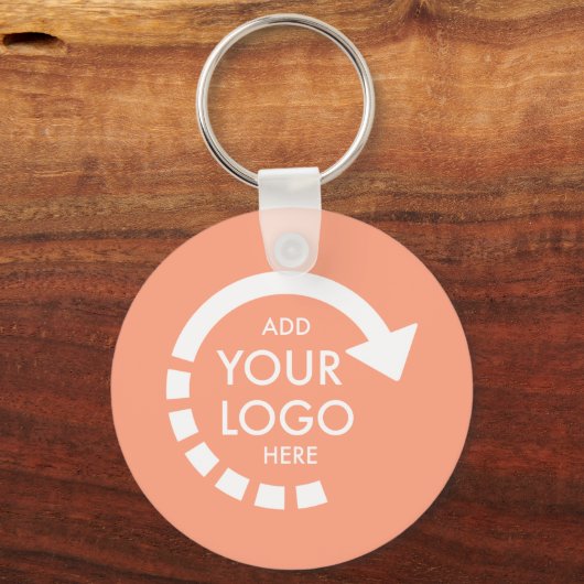 Aangepaste zakelijke Logo | Peachy Coral Sleutelhanger (Voorkant)