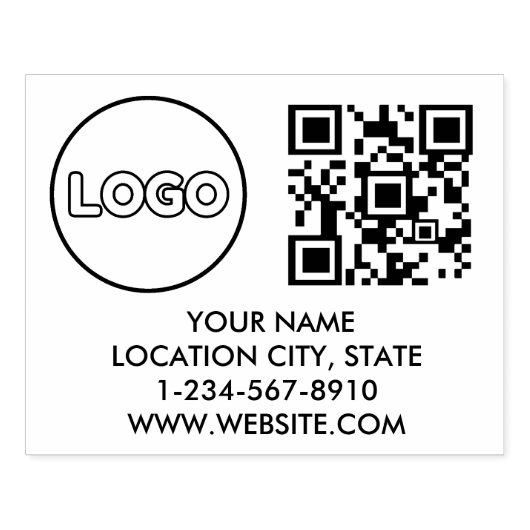 Aangepaste zakelijke Logo QR-code & adres Rubberstempel (Afrduk)