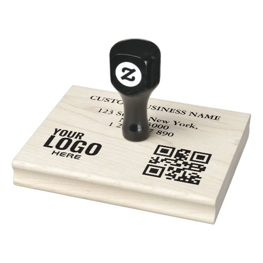Aangepaste zakelijke Logo QR-code & adres Rubberstempel (Stempel)