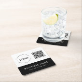 Aangepaste zakelijke Logo QR-code en tekstvak Vierkante Kartonnen Onderzetter (Insitu)
