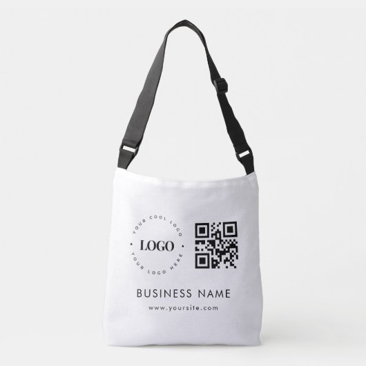 Aangepaste zakelijke Logo QR-code Scannen en tekst Crossbody Tas (Voorkant)