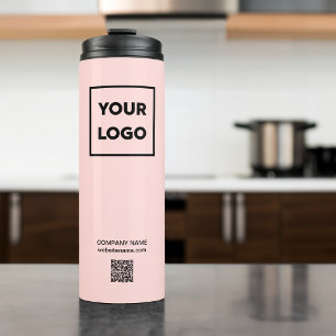 Aangepaste zakelijke Logo QR-code voor koraalroze Thermosbeker