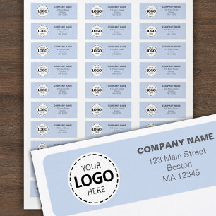 Aangepaste Zakelijke Logo & Retour Adres Baby Blue Etiket