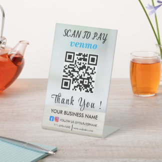 Aangepaste zakelijke logo scan om QR-code te betal Reclamebord Met Voetstuk