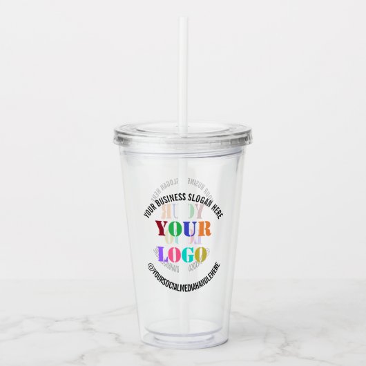 Aangepaste zakelijke Logo Social Media Acryl Tumbl Acryl Drinkbeker (Voorkant)