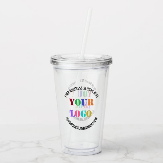 Aangepaste zakelijke Logo Social Media Acryl Tumbl Acryl Drinkbeker (Achterkant)
