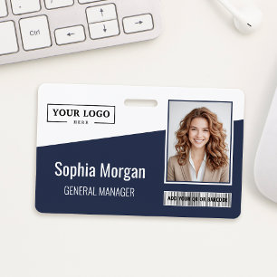 Aangepaste zakelijke Logo streepjescode foto werkn Badge