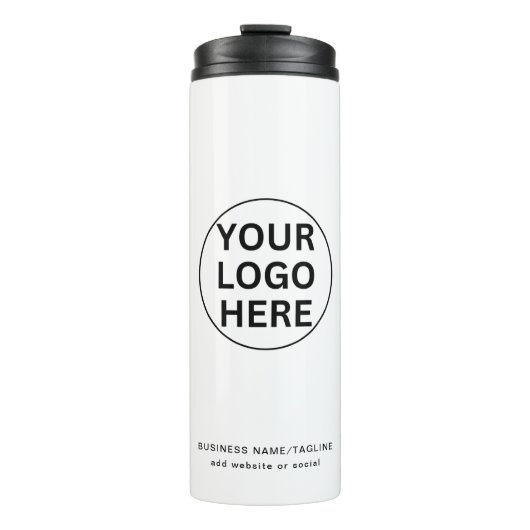 Aangepaste Zakelijke Logo & Tekst l Zwart & Wit Pr Thermosbeker (Voorkant)