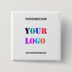 Aangepaste zakelijke logo-tekst promotieknop vierkante button 5,1 cm