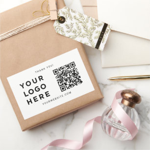 Aangepaste zakelijke Logo, tekst, website, Qr-code Rechthoekige Sticker