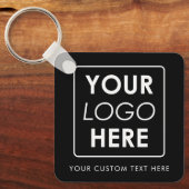 Aangepaste zakelijke Logo & tekst zwart wit Sleutelhanger (Voorkant)