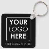 Aangepaste zakelijke Logo & tekst zwart wit Sleutelhanger (Achterkant)
