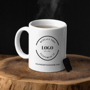 Aangepaste zakelijke logo-website met merknaam koffiemok