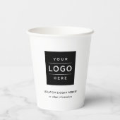 Aangepaste zakelijke Logo zwart-wit Papieren Bekers (Achterkant)