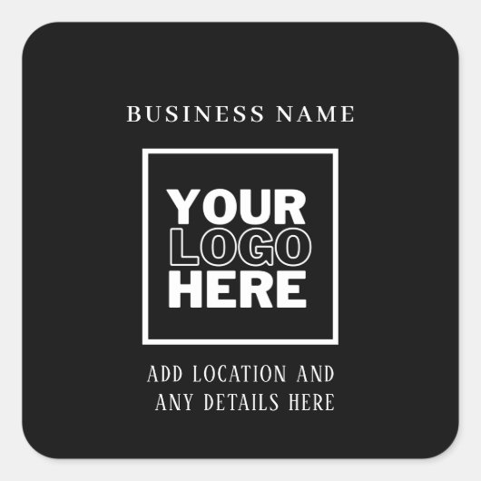 Aangepaste zakelijke Logo zwart-wit Vierkante Sticker (Voorkant)