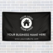 Aangepaste zakelijke Logo - zwarte reclamebanner Spandoek