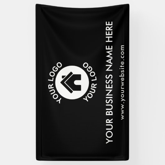 Aangepaste zakelijke Logo - zwarte reclamebanner Spandoek (Verticaal)