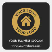 Aangepaste zakelijke logotekst slogan vierkante sticker (Voorkant)