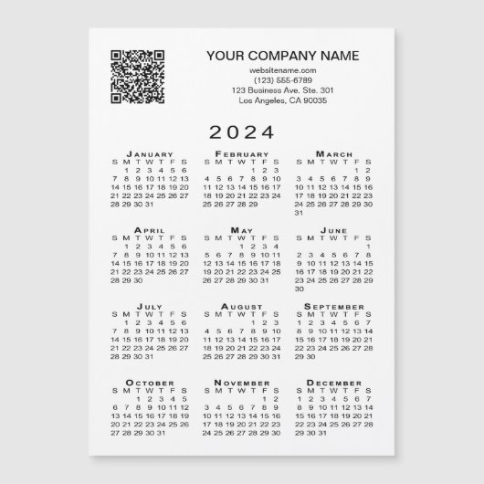 Aangepaste zakelijke QR-code 2024 Kalendermagneet  (Voorkant)