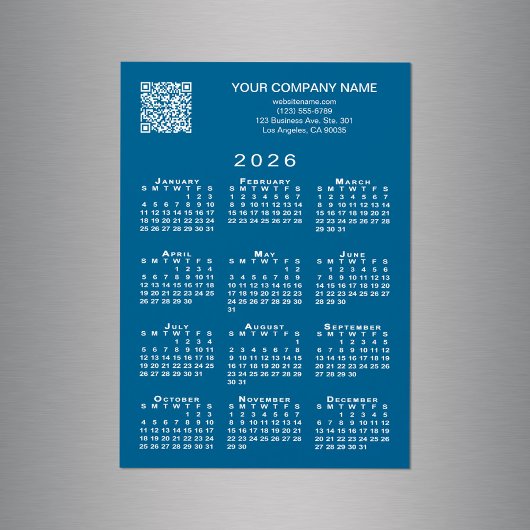 Aangepaste Zakelijke QR-code 2026 Kalender Blauwe 