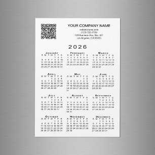 Aangepaste zakelijke QR-code 2026 kalender magneet