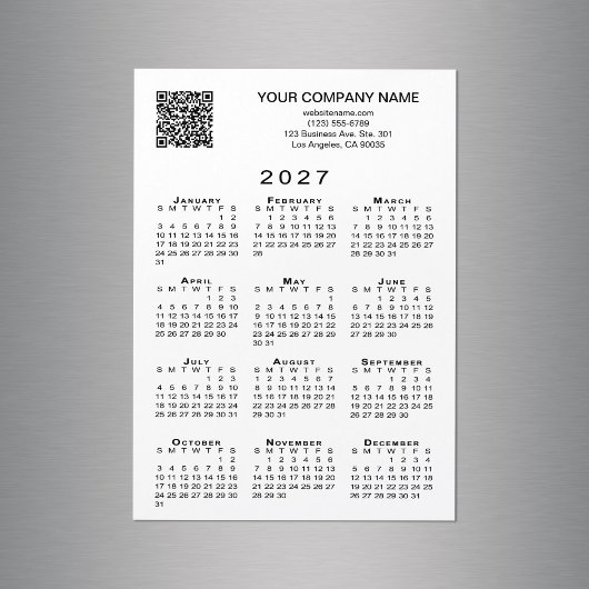 Aangepaste zakelijke QR-code 2027 kalender magneet