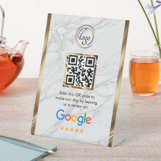 Aangepaste zakelijke QR-code Google Review  Reclamebord Met Voetstuk