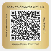 Aangepaste Zakelijke QR Code Goud Vierkante Sticker (Voorkant)