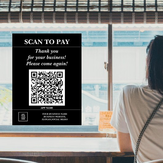 Aangepaste zakelijke QR-code Mobiel betalen hier L Raamsticker