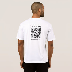 Aangepaste zakelijke QR-code Scan me Mannen achter T-shirt